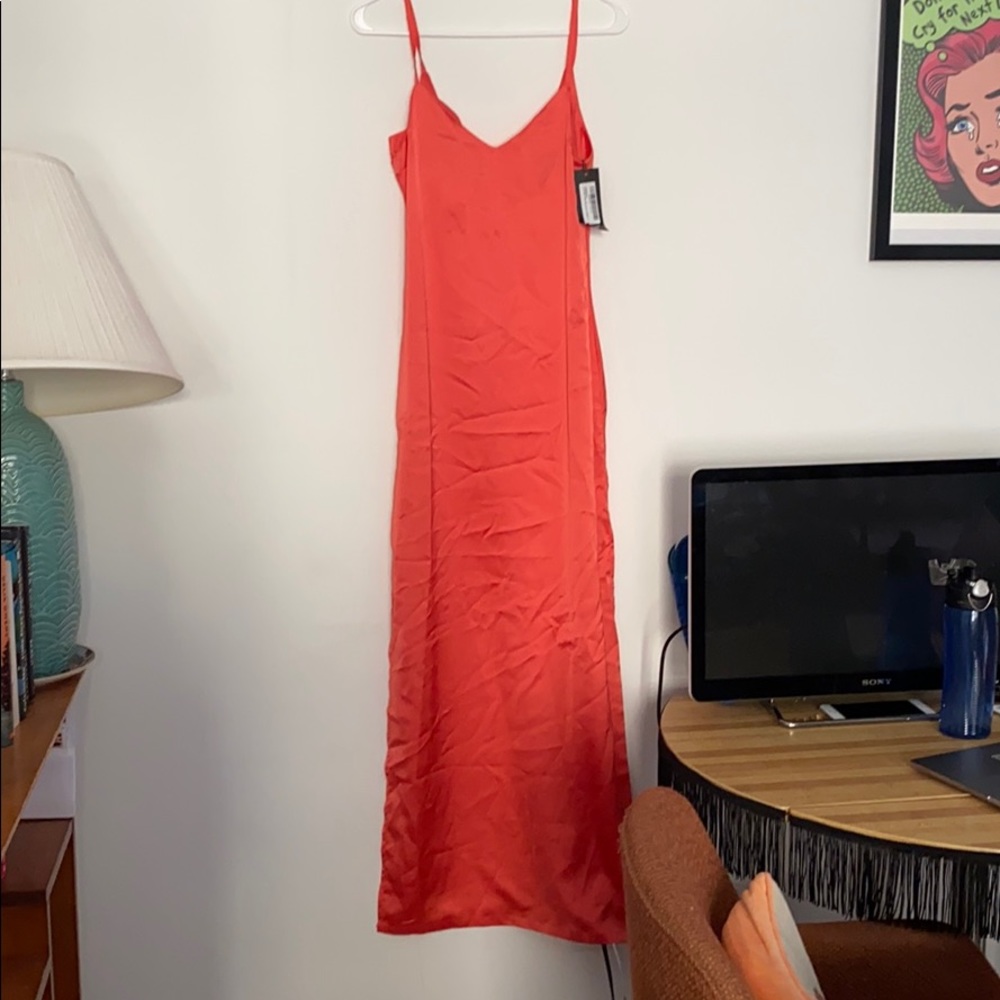 NWT Nasty Gal Salmon Pink Maxi Slip Dress Size 2